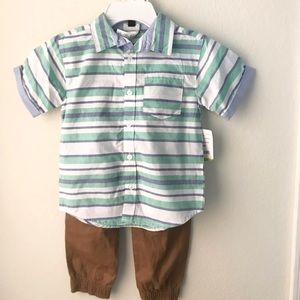 Boys striped button up pant set
